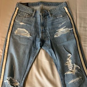 Abercrombie & Fitch side stripe ripped jeans